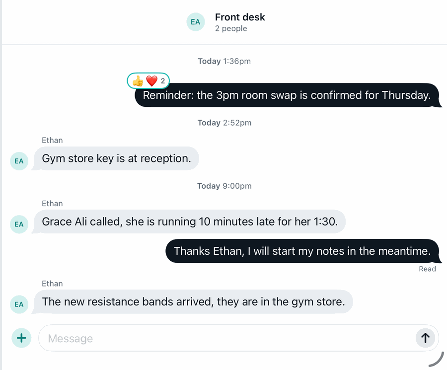 A Front desk group conversation in Clinidiary